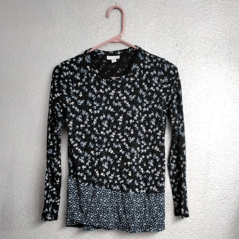 J. Jill Women's Mixed Media Floral Peplum Top Size XS